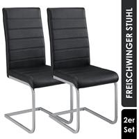 artlife Freischwinger Stuhl Vegas 2er Set | Kunstleder Bezug + Metall Gestell | 120 kg belastbar | schwarz | Esszimmerstühle Schwingstühle