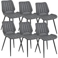 [en.casa] 6x Stühle Dunkelgrau Lehnstuhl Esszimmer-Stuhl Polsterstuhl Lounge Set