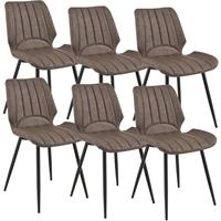 [en.casa] 6x Stühle Dunkelbraun Lehnstuhl Esszimmer-Stuhl Polsterstuhl Lounge