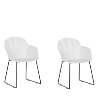 Beliani - Weißes 2er Set Esszimmerstuhl aus Kunststoff mit Metallbeinen Sylva - Weiß