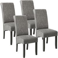 tectake 4 Esszimmerstühle, ergonomisch, massives Hartholz - grau marmoriert