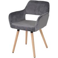 hhg Esszimmerstuhl -428 II, Stuhl Küchenstuhl, Retro 50er Jahre Design ~ Samt, grau