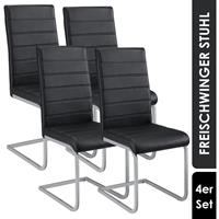 artlife Freischwinger Stuhl Vegas 4er Set | Kunstleder Bezug + Metall Gestell | 120 kg belastbar | schwarz | Esszimmerstühle Schwingstühle