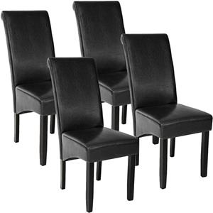 tectake 4 Esszimmerstühle, ergonomisch, massives Hartholz - schwarz