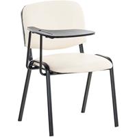 laricodesignmöbel Larico Design Möbel - Stuhl Ken mit Klapptisch Kunstleder-creme-Metall matt schwarz