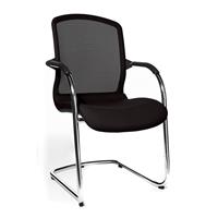 Topstar OPEN CHAIR - de design bezoekersstoel, sledestoel met netrugleuning, VE = 2 stuks, zwart
