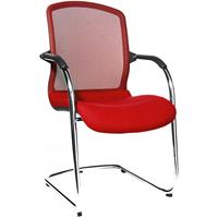 Topstar OPEN CHAIR - de design bezoekersstoel, sledestoel met netrugleuning, VE = 2 stuks, rood