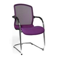Topstar OPEN CHAIR - de design bezoekersstoel, sledestoel met netrugleuning, VE = 2 stuks, paars