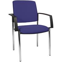 Topstar Gestoffeerde stapelstoel, vierpoots-onderstel, VE = 2 stuks, frame verchroomd, textielbekleding blauw