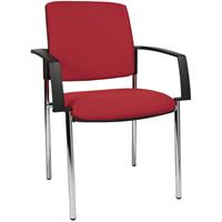 Topstar Gestoffeerde stapelstoel, vierpoots-onderstel, VE = 2 stuks, frame verchroomd, textielbekleding rood
