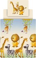 TICAA Kinderbettwäsche Set inkl. Spannbettlaken Safari, Baumwolle, 135 x 200 + 80 x 80 cm mehrfarbig