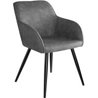 tectake Stuhl, gepolstert mit Stoffbezug, schwarze Stahlbeine, 58 x 62 x 82 cm