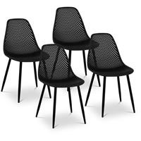 Fromm&starck - Stuhl 4er Set Kunststoff Lehnstuhl Stahlbeine bis 150 kg Designstuhl schwarz - Schwarz
