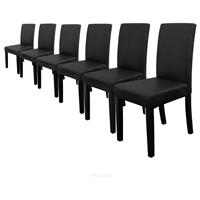 [en.casa] Stühle Hochlehner Esszimmer Stühle Schwarz Kunst-Leder Stuhl - 6 Stück - 