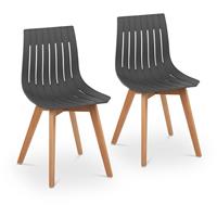 Fromm&Starck Bürostuhl Stuhl 2er Set bis 150 kg Lehnstuhl Kunststoff Holzbeine Buche grau