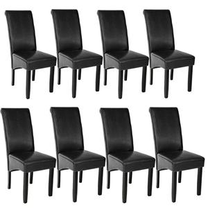tectake 8 Esszimmerstühle, ergonomisch, massives Hartholz - schwarz