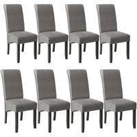 tectake 8 Esszimmerstühle, ergonomisch, massives Hartholz - grau marmoriert