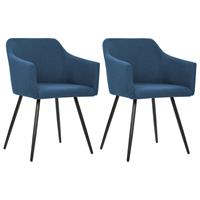 vidaXL Eetkamerstoelen 2 st stof blauw