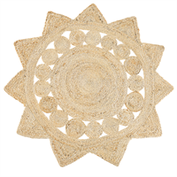beliani Kurzflor Teppich rund 120 cm beige aus Jute Sternform Boho Chic Stil Araban - Beige