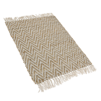 Beliani - Boho Teppich Jute Baumwolle beige rechteckig 50x80 Zackenmuster zweiseitig Afrin - Beige