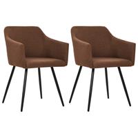 vidaXL Eetkamerstoelen 2 st stof bruin