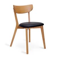 TopDesign Holzstühle aus Eiche Massivholz und Kunstleder 45 cm Sitzhöhe (2er Set)