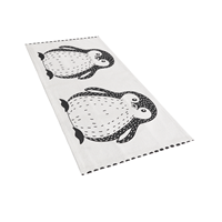 beliani Teppich weiß / schwarz Baumwolle 60 x 90 cm Pinguin-Muster Kinderteppich - Weiß