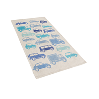 beliani Teppich Blau Baumwolle 60 x 90 cm Fahrzeugmotiv Kinderteppich Maduraj - Blau