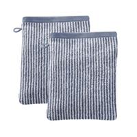 Living Crafts Waschhandschuh, 2er-Pack Waschlappen blau/weiß