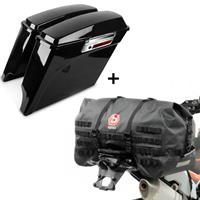 Craftride Set: Seitenkoffer Set Harley Touring 94-13 Stretched + Hecktasche SX70 70Ltr wasserdicht in schwarz