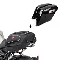 Craftride Set: Seitenkoffer Set Harley Touring 94-13 Stretched + Hecktasche X50 Gepäcktasche hinten 50Ltr in schwarz