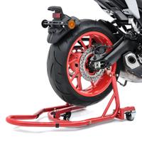 ConStands Set: Rangierhilfe Montageständer Hinterrad Mover 2 Racing von rot + Montageständer Vorderrad Classic-V ständer mit V-Aufnahmen rot