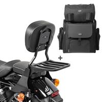 Craftride 2x Sissybar SB1 + Hecktasche für Harley Sportster 883 Iron 09-20 abnehmbar mit Gepäckträger  schwarz Spar-Set