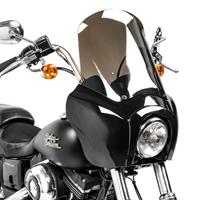 Craftride 2x Lampenmaske MG5 für Harley Dyna Street Bob 06-17 Lampen Verkleidung schwarz-rauchgrau  Spar-Set