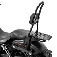 Craftride 2x Sissybar für Harley Davidson Street Bob 09-17/LR  Fast Rider-L inkl. Gepäckträger schwarz Spar-Set