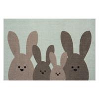 HANSE Home Mat Bunny Family Geschikt voor binnen en buiten, wasbaar, hazen, diermotief, robuust, gemakkelijk in onderhoud, ingang, antislip
