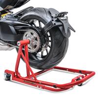 ConStands Set: Rangierhilfe Ducati Diavel / S 11-20 Montageständer Single Mover Rot + Gel Sitzkissen Neopren M Gelkissen Sitzauflage in schwarz