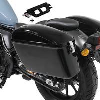 Craftride Set: Seitenkoffer für Honda Rebel 500 17-20 mit Halter Satteltasche + Sissy Bar XS3 für Honda Rebel 500 17-21 mit Gepäckträger schwarz