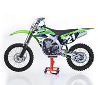 ConStands Set: Montageständer Rangierhilfe inkl Rollen Cross Mover M Motorcross or + Montageständer Vorderrad Fork Motorradständer mit Dornaufnahme matt