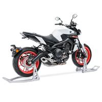 ConStands Set: Montageständer Set SL Motorradständer vorne und hinten + Transportständer Easy-Fix Motorradwippe bis 21 Zoll schwarz