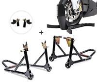 ConStands Set: Set SM11 Montageständer Motorradheber Set und Motorradwippe Easy Plus + Abdeckplane XL Abdeckhaube in schwarz