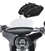 Craftride Set: Set SL1 Windschutz M + Koffer Innentasche für Harley Sport Glide 18- + Spanngurt Set mit Ratsche und Haken inkl 4x Zurrschlaufe in schwarz