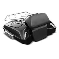 Craftride Set: Top Case Medium für Harley Touring Modelle 2014-2021 + Topcase Träger Doppelsitzbank für Harley Touring 14-21 chrom