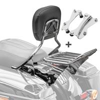 Craftride Set: Sissybar mit Gepäckträger W1 und Montagekit für Harley Touring 09-13 + Gepäckträger TP Abnehmbar für Harley Touring Modelle 09-13 chrom