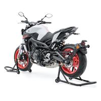 ConStands Set: Montageständer Set vorne hinten ST4 Motorradständer Schwarz + Gel Sitzkissen M Universal Komfortkissen schwarz