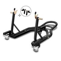 ConStands Set: Rangierhilfe Montageständer Hinterrad Mover 2 universal matt + Schwingenschützer Racingadapter Bobbins für Montageständer M6-8 carbon