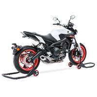 ConStands Set: Montageständer Set Falcone Motorradständer vorne und hinten + Rangierhilfe für Hauptständer Easy Mover III bis 400kg in schwarz