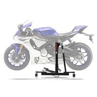 ConStands Set: Zentralständer Yamaha YZF-R1 15-21 Motorradheber Power-Evo + Spanngurt Set mit Ratsche und Haken inkl 4x Zurrschlaufe in schwarz