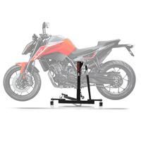 ConStands Set: Zentralständer KTM 790 Duke 18-21 Motorradheber Power-Evo + Montageständer Vorderrad mit gummierten Aufnahmen Motorradheber vorne