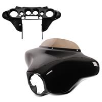 Craftride Set: Batwing Verkleidung Komplettset für Harley Touring 1996-2013 + Beinschild für Harley Touring Modelle 1983-2013 mit Lautsprecher